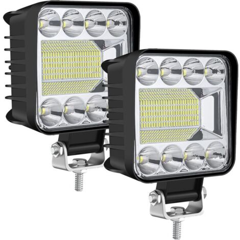 Longziming – Phare de travail LED 12V 132W étanche IP67 – 8 puces 3030 – Support acier inoxydable – Pour voitures, camions, SUV, bateaux