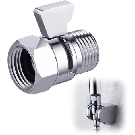 Longziming – Pommeau de douche avec robinet d'arrêt G1/2 – Laiton poli – Cartouche céramique 200 000 cycles – Installation facile – Contrôle débit ergonomique - K1140B3-CH