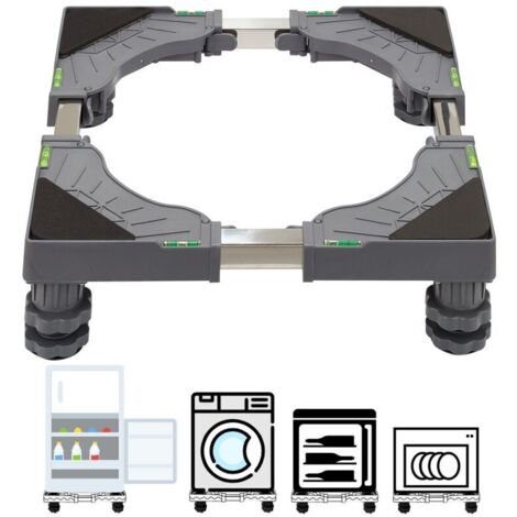 Longziming – Support machine à laver 4 pieds rembourrés – Charge 180 kg – Largeur réglable 40-62 cm – Hauteur réglable 10-12,5 cm – PVC et acier inoxydable