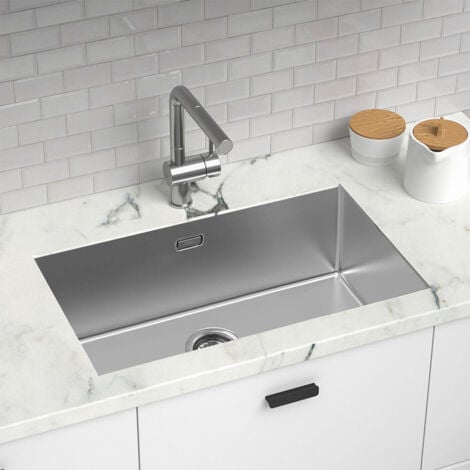 Lonheo 74x44x20cm Lavello de Cucina Lavorato a Mano Lavello Incasso 1 vasca in Acciaio Inox Spazzolato Lavandino Cucina Singolo Lavello Incasso