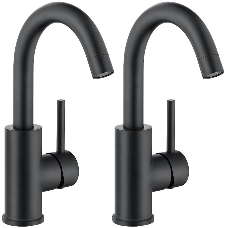 2 x Auralum Rubinetto Lavabo Girevole a 360° Miscelatore Monocomando per Bagno con Aeratore Rimovibile, Rubinetto Lavabo dell'acqua calda e fredda,