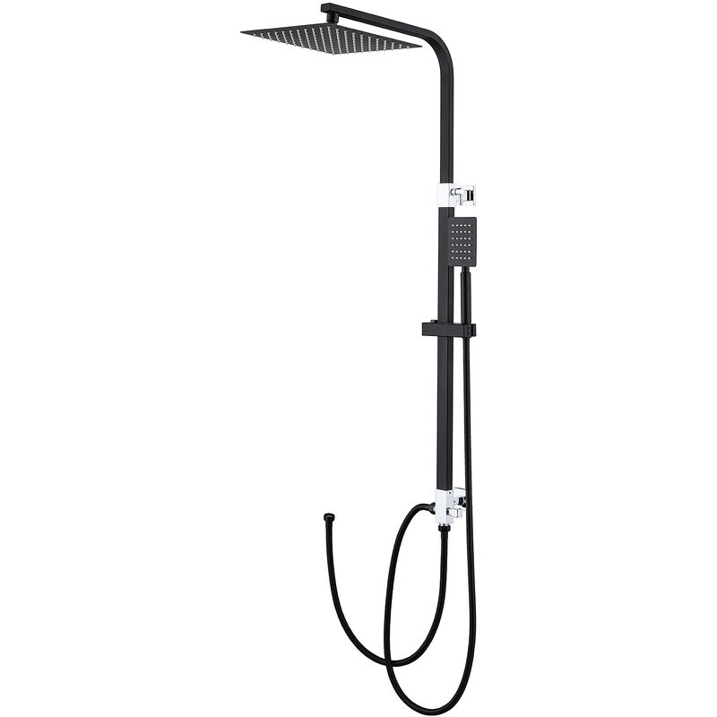 Lonheo - Auralum Colonne de Douche Noir Système de Douche Sans Mitigeur Ensemble de Douche avec Douchette à Main et Tête de Douche Carré de 10