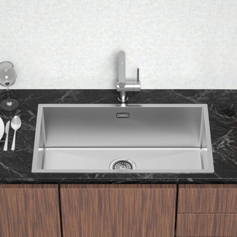 Lonheo Évier Cuisine 1 Bac 74x44x20cm Évier sous plan en Acier Inoxydable 304 pour Cuisine avec Système de Drainage