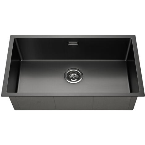 Lonheo Fregadero Cocina 1 Seno 74 x 44 cm de Acero Inoxidable, Fregadero Cuadrado con juego de rebosadero y desagüe, Fregadero bajo encimera, Enrasado o Sobre encimera