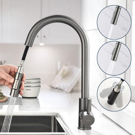 grifo osmosis, Grifo Cocina para Fregadero 2 Salidas con Ducha Extraible  Libremente Orientable Mezclador Grifo de Fregadero en Latón para Agua