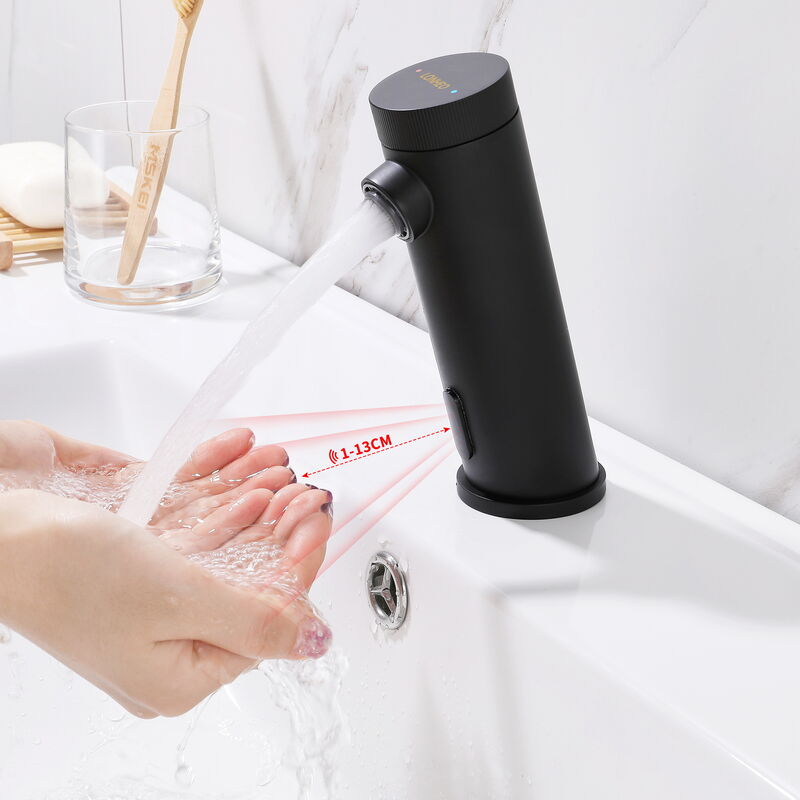 

Lonheo Grifo de Lavabo Automático con infrarrojo Negro Mezclador Grifería de Baño para Agua Fria y Caliente