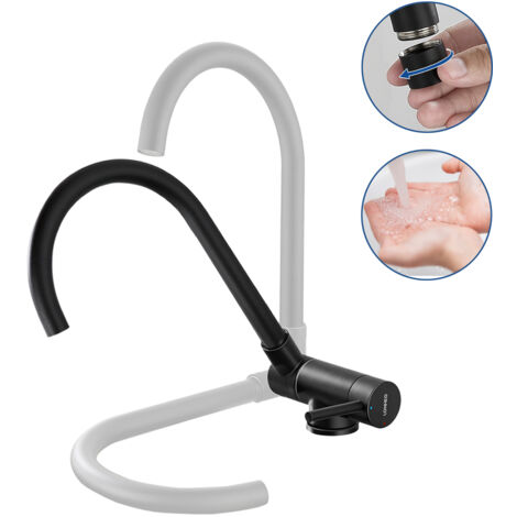 Lonheo Küchenarmatur Klappbar Schwarz 360° Drehbar, Edelstahl Hochdruck Wasserhahn Küchen, Spültischarmatur Einhebelmischer mit abnehmbarem Perlator