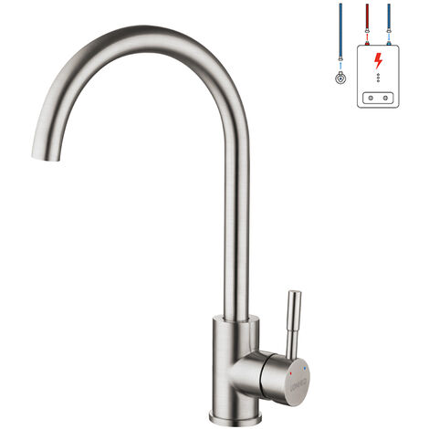 Lonheo Niederdruck Küchenwasserhahn Edelstahl Armatur, 360° Schwenkbar Küche Mischbatterie Einhebelmischer