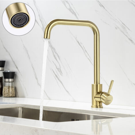 Lonheo – Robinet de cuisine mitigeur à 7 formes – Rotatif 360° – Acier inoxydable 304 doré – Bec mousseur démontable pour filtration - 7-Forme