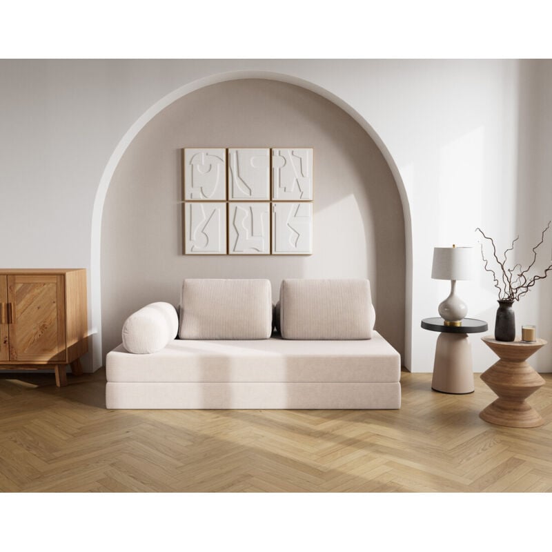 Lisa Design - Lonny - canapé 3 places convertible en velours côtelé