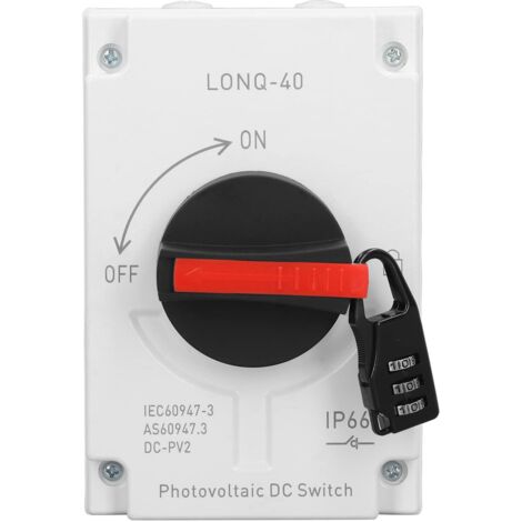 LONQ 40 DC Solar-PV-Trennschalter, IP66 wasserdichter Solarschalter, DC 1000 V 32 A 4-poliger Trennschalter für Photovoltaik-Solaranlagen