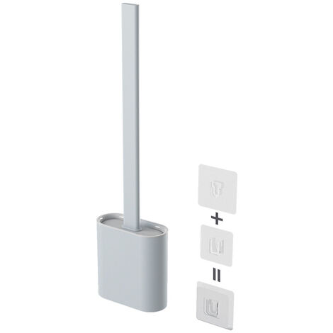 Loo Brush Toilet Brush Set, Compact Household Toilet Cleaning Tool, TPR Bristles Deep Cleaning Will not Harm the Toilet Surface (long Handle) Wall-mounted ( Color : Grey  )
