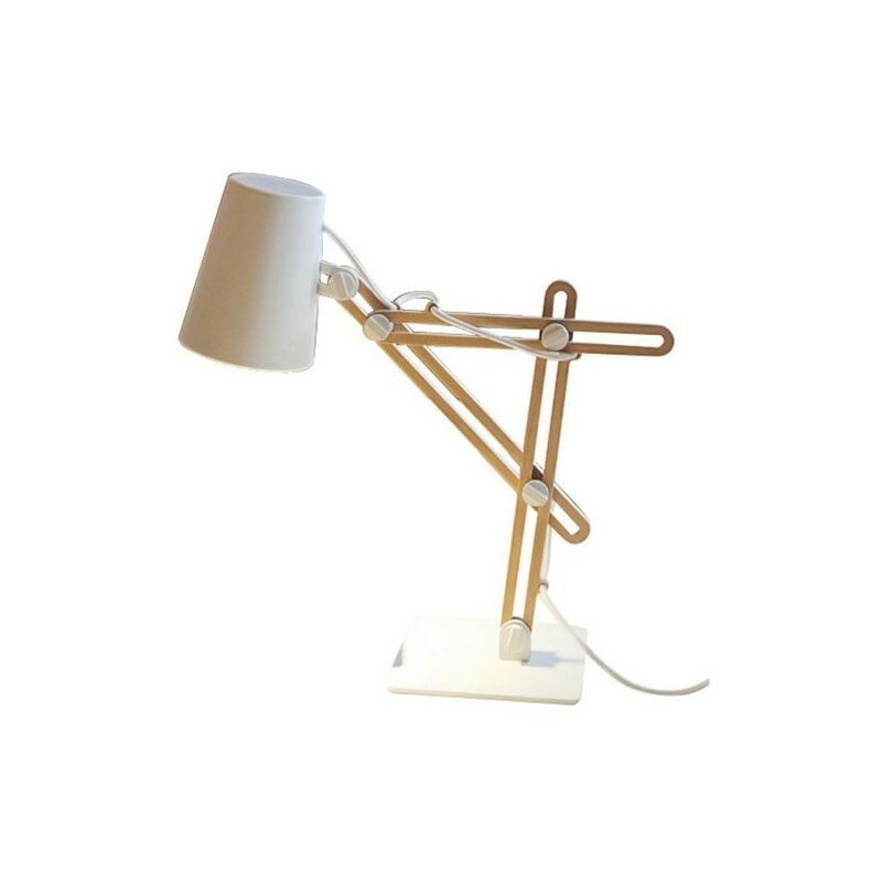 Inspired Mantra - Looker - Table Task Lamp 1 Light E27, Matt White, Beech