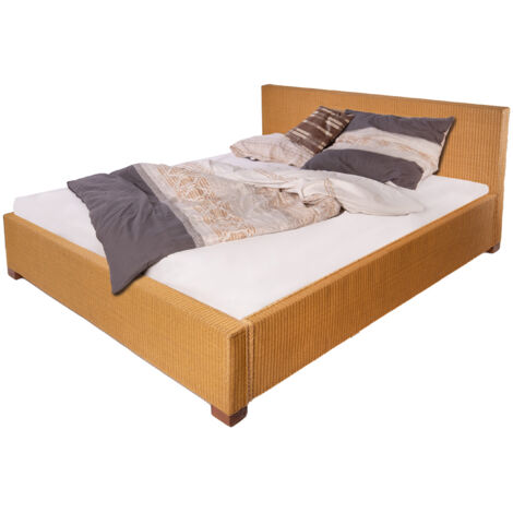 Loombett Korbbett Doppelbett Honigfarben aus Loom-Geflecht 160 x 200 cm TUNIS