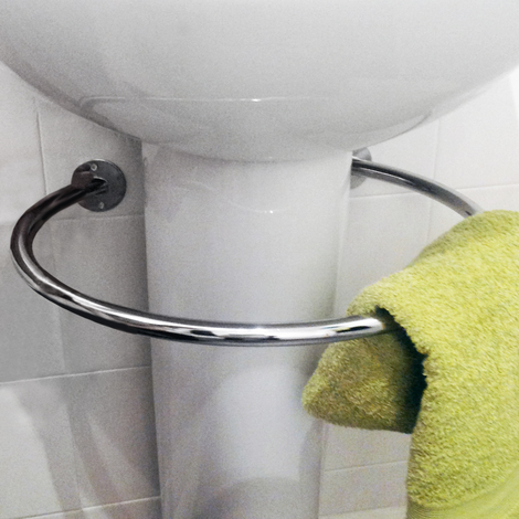 main image of "LOOP - Chromed Steel Circular Under Sink Towel Rail - Silver"