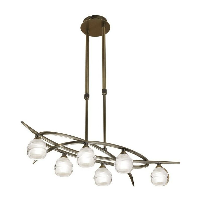 Inspired Mantra - Loop - Telescopic Semi Flush Convertible 6 Light G9 eco, Antique Brass