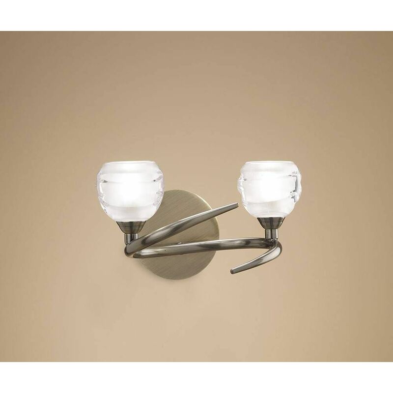 09diyas - Loop wall light with switch 2 G9 ECO bulbs, antique brass