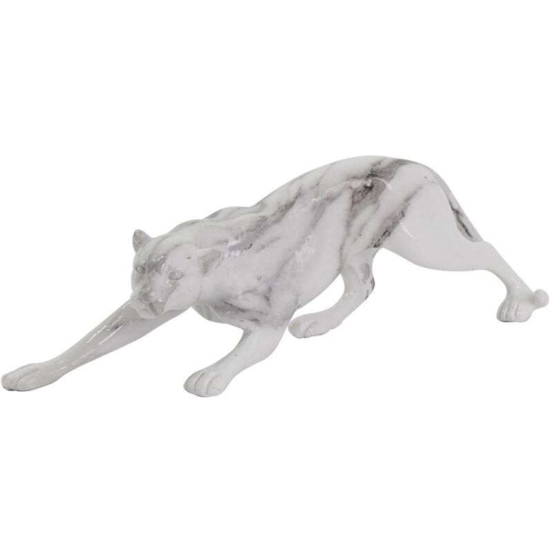 Léopard en résine effet marbre blanc