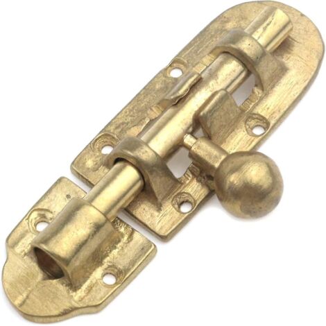 Loquet à barillet en laiton antique, verrou de porte épais en laiton massif antique avec vis, quincaillerie de restauration de réplique de meubles - Or