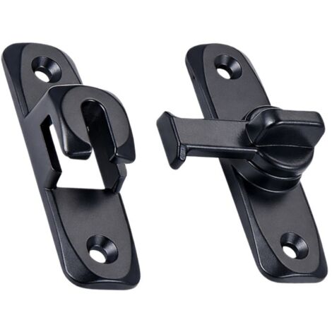 Loquet à boulon noir, 8 x 5 cm, 1 pièce Serrure de porte, aucun perçage nécessaire, loquet à boulon monté en surface Alliage d'aluminium
