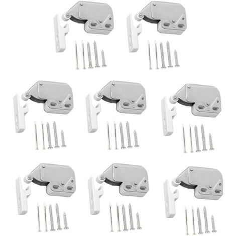 Loquet à bouton-poussoir à ressort pour porte d'armoire, loquet à bouton-poussoir blanc, verrou à ressort pour armoire, mini-loquet, ouverture par bouton-poussoir pour armoire, convient aux portes d'a