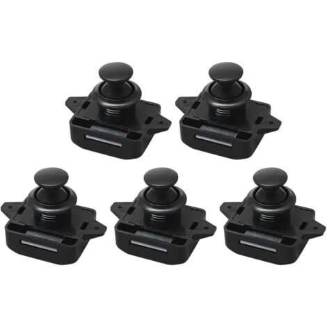 Loquet à bouton-poussoir, Lot de 10 Bouton Poussoir Verrou Armoire Loquet Sans Clé, Loquet à Bouton Poussoir Ajustement 15-18mm épaisseur Bateau Van Yacht
