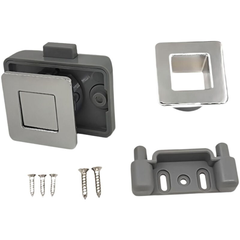 Loquet à bouton-poussoir pour camping-car, accessoire de voiture, robuste, professionnel, sans clé, pour armoire, chrome brillant