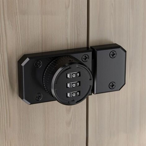 Loquet à mot de passe d'armoire, serrure d'armoire rotative, serrure à loquet rotatif à 3 chiffres, serrure de porte mécanique à code à combinaison, en alliage de zinc (noir)