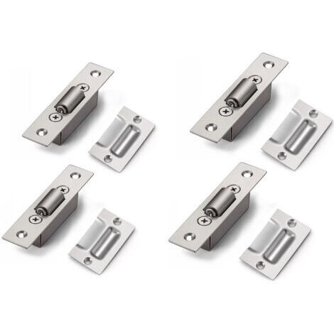 Loquet à rouleau encastrable pour portes, en acier inoxydable, loquet à rouleau de 20 mm pour placards et meubles de cuisine, de salle de bain et de chambre à coucher, lot de 4.