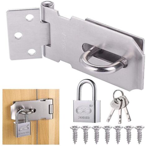 loquet De Cadenas Agrafe Avec Cadenas Et Vis, Loquet Porte En Acier Inoxydable Avec Cl, Cadenas Agrafe Lourds, Verrou Porte Etanche, Fermeture Por