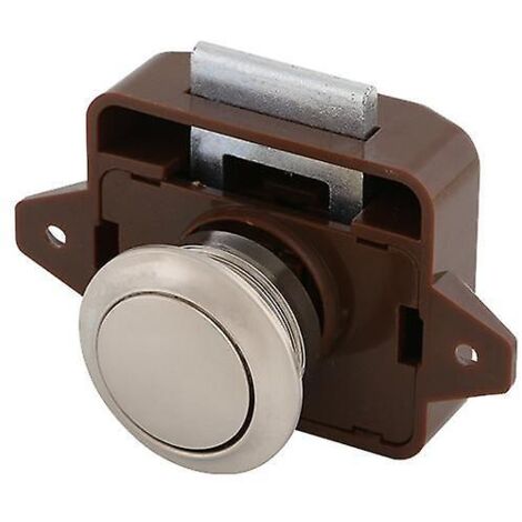 Loquet de placard à bouton-poussoir marron et argent pour camping-car, caravane, camping-car