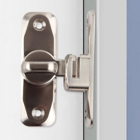 Loquet de porte battante argenté avec butée coulissante et verrou antivol pour fenêtre, rotation à 90/180 degrés