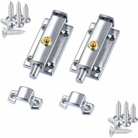 Loquet De Porte Coulissante Verrou Barrel Bolt En Acier Inoxydable,Serrure De Porte De Toilette Acier Inoxydable Pour Salles De Bains Portes Et Fenêtres,Bouton De Printemps Déverrouiller,4