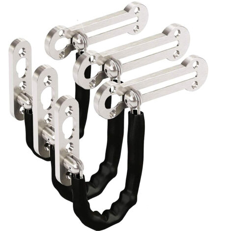 Loquet de porte de sécurité antivol à chaîne en acier inoxydable (3pcs argent)