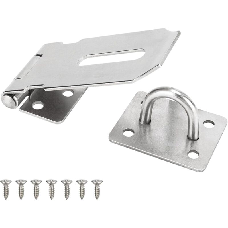 Loquet de porte en acier inoxydable de 7,6 cm, cadenas argenté robuste pour portails, portes et armoires, finition brossée, 1 paquet