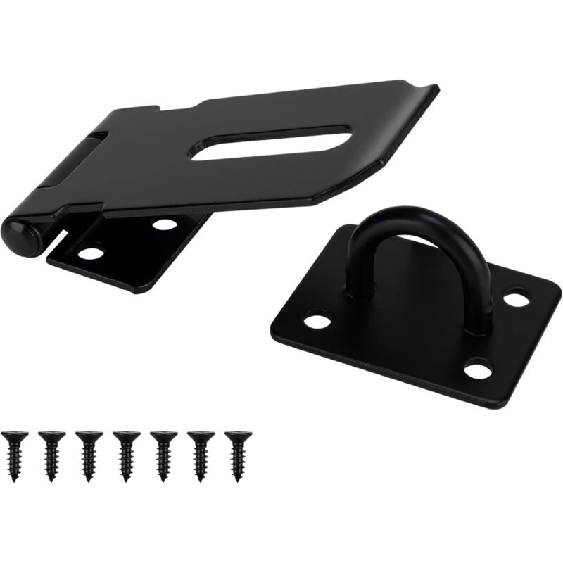 Loquet de porte en acier inoxydable de 7,6 cm, cadenas noir robuste pour portails, portes et armoires, finition brossée, 1 paquet