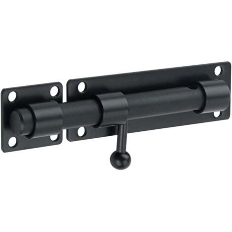 Loquet de porte extérieur, verrou coulissant, serrure à barillet avec trou pour cadenas, acier inoxydable, finition noir mat