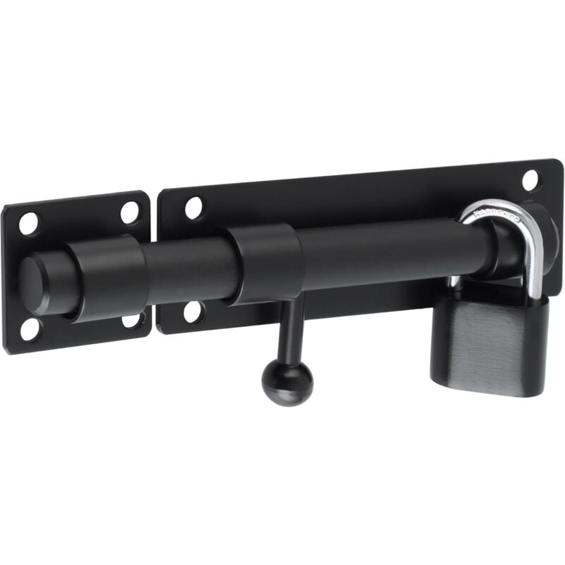 Loquet de Porte Loquet Porte Extérieur avec Cadenas, Verrou de Porte pour Portail, Jardin, Cabanon, Serrure Porte Coulissante Finition Noir Mat en