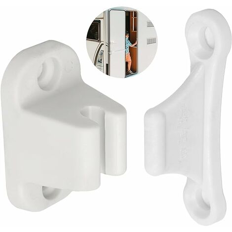 Loquet de Porte pour Caravane et Camping-Car, Espacement des Trous de 35 mm et 48 mm, Serrure de Porte Blanche, Porte de Service et de Rangement, Sécurité de Porte de Camping-Car