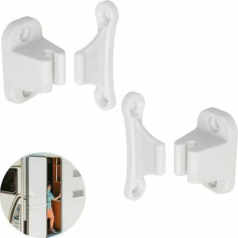 Loquet de Porte pour Caravane et Camping-Car, Paquet de 2, Serrure de Porte Blanche, Porte de Service et de Rangement, Sécurité de Porte de Camping-Car