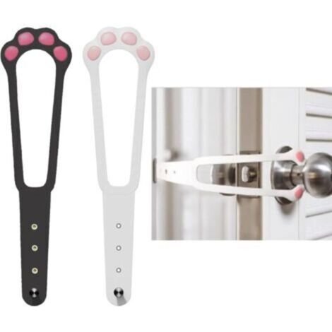 Loquet de porte pour chat – 2 pièces en plastique noir et blanc, système d’ouverture sélectif (chat admis, chien bloqué)