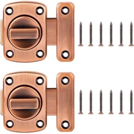 Loquet de Porte Sécurité Rotatif Serrure de Verrou de Porte Loquet Porte en Alliage de Zinc Serrure de Porte Tournante avec Vis 2 Pièces (Bronze Rouge)