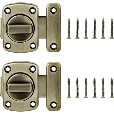 Loquet de Porte Sécurité Rotatif Serrure de Verrou de Porte Loquet Porte en Alliage de Zinc Serrure de Porte Tournante avec Vis 2 Pièces (Bronze Vert)