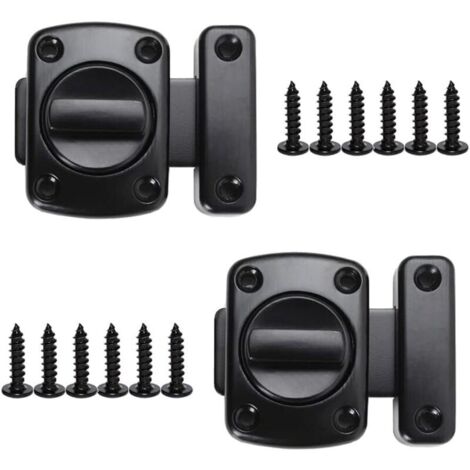 Loquet de Porte Sécurité Rotatif Serrure de Verrou de Porte Loquet Porte en Alliage de Zinc Serrure de Porte Tournante avec Vis pour Porte d'armoire de Porte de Salle de Bain 2 Pièces(Noir)42x30mm