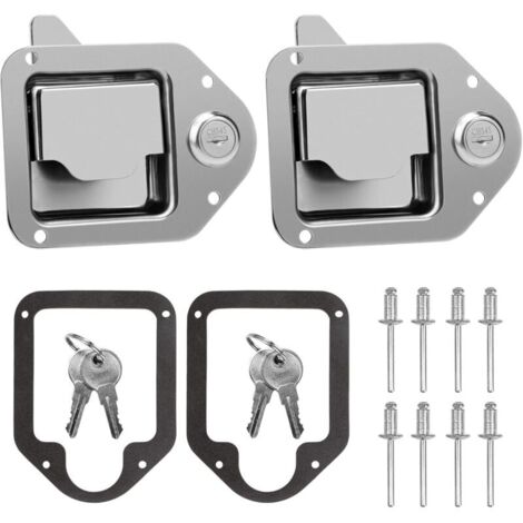 Loquet de rechange pour boîte à outils de camion, poignée de rechange en acier inoxydable avec clé pour camion, camping-car, remorque, UTV, VTT (lot de 2)