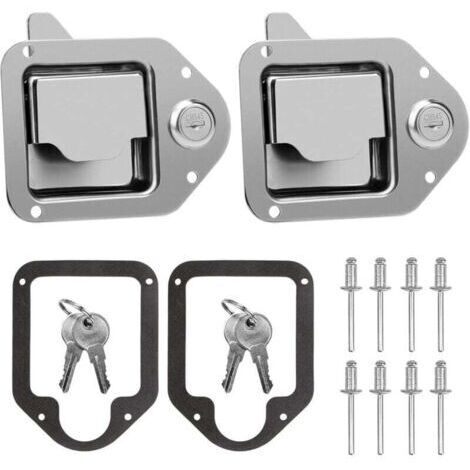 Loquet de rechange pour boîte à outils de camion, poignée de rechange en acier inoxydable avec clé pour camion, camping-car, remorque, UTV, VTT (lot de 2)