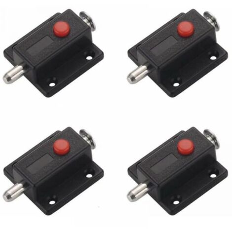 Loquet de sécurité à glissière automatique avec bouton poussoir pour armoires et portes intérieures/extérieures – 4 unités