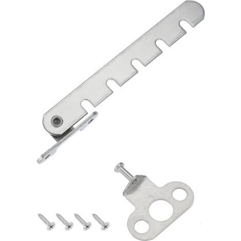 Loquet de sécurité pour fenêtre, 1 pièce, avec barre réglable, avec 5 fentes, pour fenêtres ouvrant vers l'intérieur, argenté (44 mm).