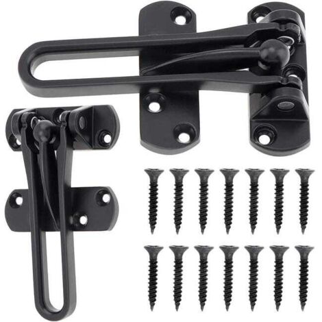 Loquet de sécurité pour porte d'entrée, levier rotatif, serrure de porte d'entrée secondaire pour maison, appartement (noir)