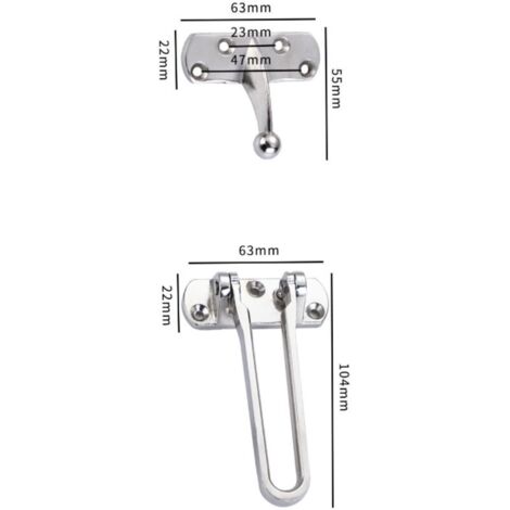 Loquet de serrure de porte à barre pivotante, loquet de sécurité de porte pour la sécurité, fermoir de protection de loquet de porte renforcé (paquet de 2)